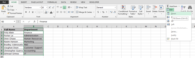 How To Fill Down In Excel