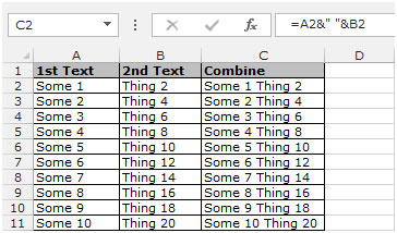 Combine text from two or more cells into one cell