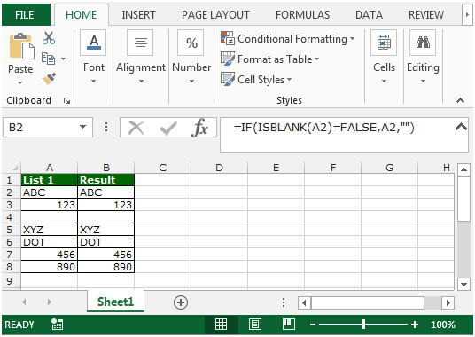... that Only Return Results from Non-Blank Cells in Microsoft Excel 2010