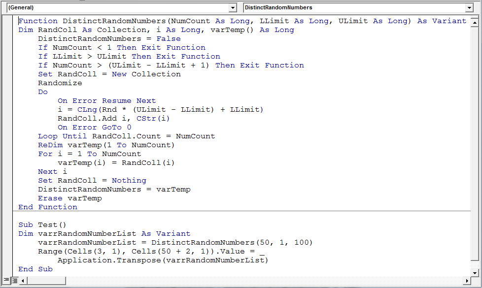 Random Numbers Generator without Repeat Numbers using VBA ...