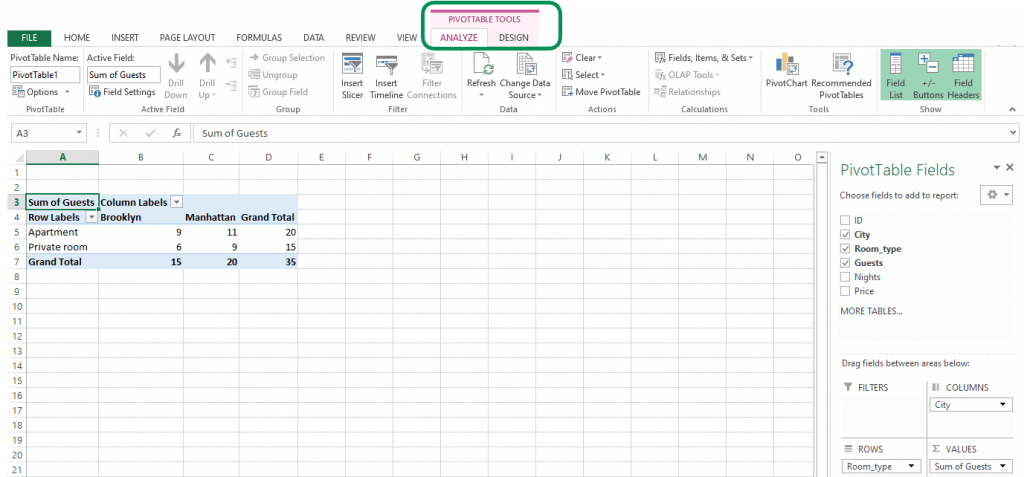 The Pivot Table Tools Ribbon In Excel