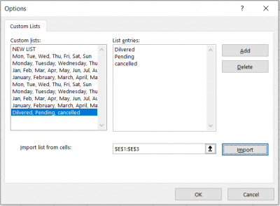 How to sort table using Custom list in Excel