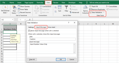 How to Use the data Validation Input Message as a Cell Comment in Excel