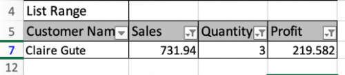 The advanced Filter ribbon in Excel
