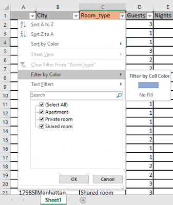 How to Filter by selected cells in Excel