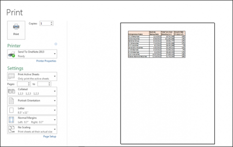 Print in Microsoft Excel