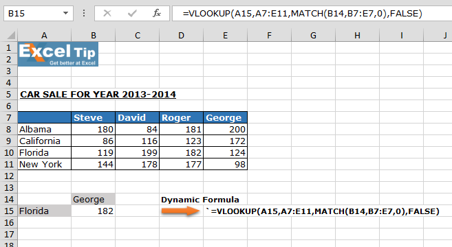 Excel MATCH function