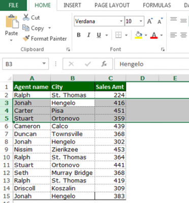 Selecting a row or rows in Microsoft Excel image.