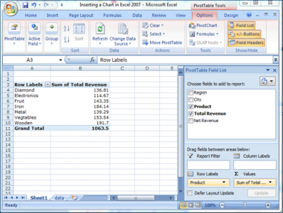 How to Insert chart in Microsoft Excel 2007