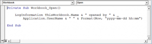 Log files using VBA in Microsoft Excel