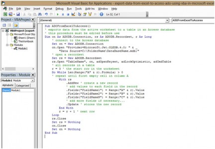 Export data from Excel to Access (ADO) using VBA in Microsoft Excel