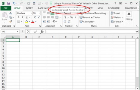 Using a Picture to Watch Cell Values in Other Sheets in Excel 2010