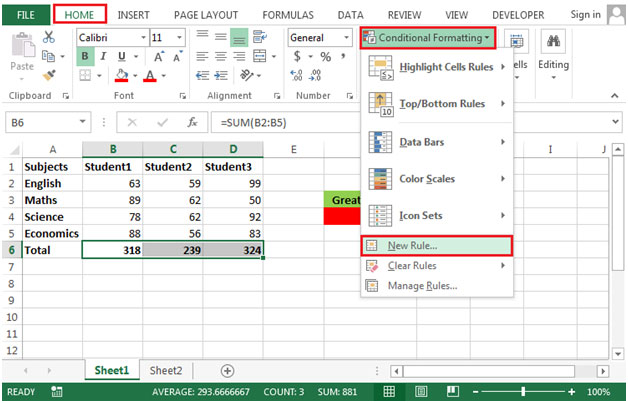 Color numbers based on the Value Result in Microsoft Excel 2010