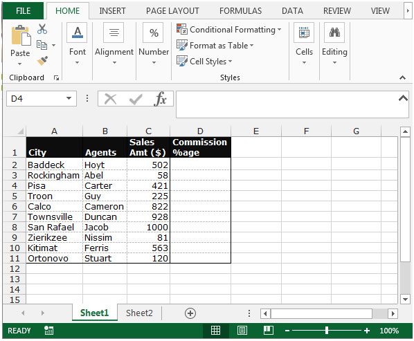 Commission Sheet Template from www.exceltip.com