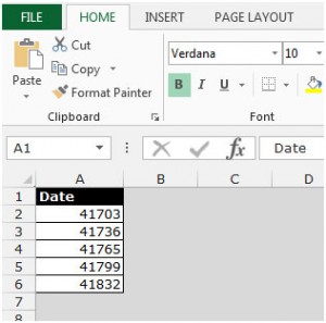 Displaying the serial number behind Date format in Microsoft Excel 2010