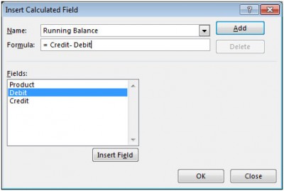 Adding a Running Balance Calculation Column in Microsoft Excel 2010