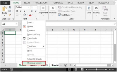Grouping or Ungrouping Sheets in Microsoft Excel
