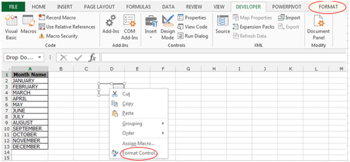 Add Combo Box To A Sheet In Microsoft Excel 10