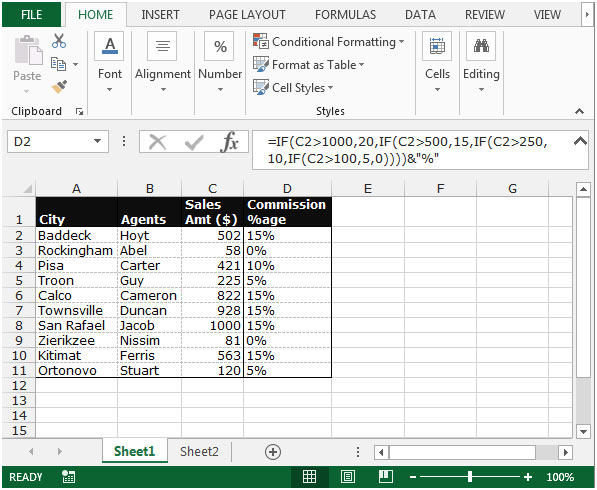 Calculate Commission Percentage Based On A Commission Schedule In Microsoft Excel 10