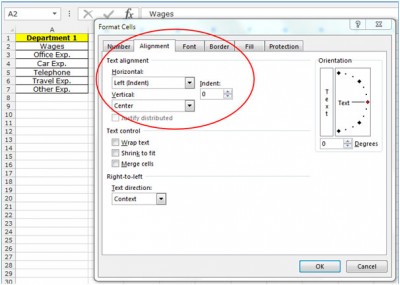 Changing the Indentation in a Cell in Microsoft Excel 2010