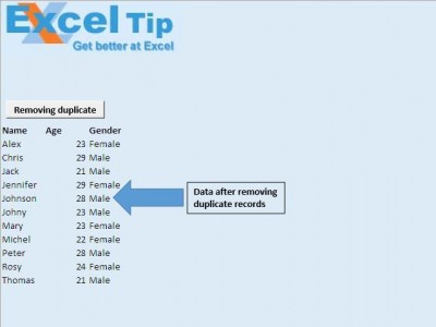Delete duplicate records using VBA in Microsoft Excel