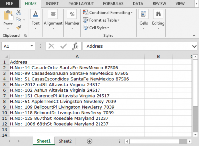 Splitting a full address into three or more separate cells in Microsoft ...