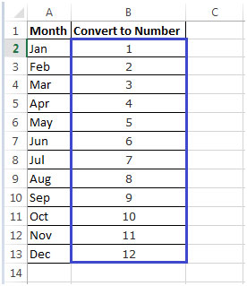 Converting Month Name To A Number In Microsoft Excel