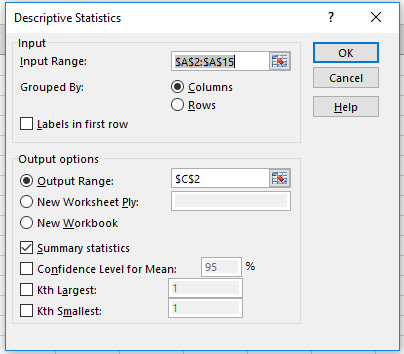descriptive statistical analysis in excel