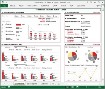 Financial Dashboard - Sales Rep Information Showing through Interactive ...