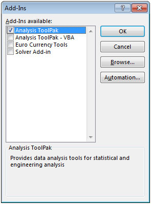 how to install data analysis toolpak in excel man