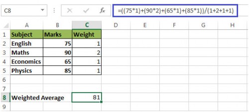 Calculating Weighted Average in Microsoft Excel
