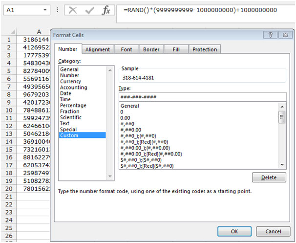 How to Generate Random Phone Numbers in Microsoft Excel 2010