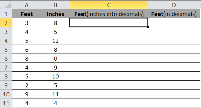 Convert Inches To Decimal In Microsoft Excel