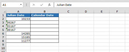 Convert Julian Date to a Calendar Date in Microsoft Excel