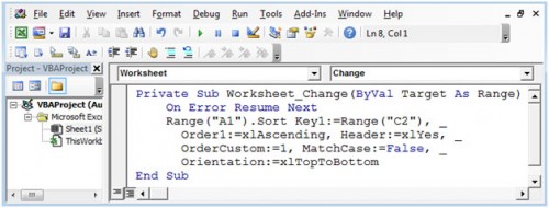 Automatic Sorting as you Enter Dates Using VBA In Microsoft Excel 2010
