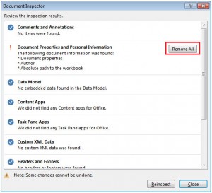 How To Remove Personal Information From A Workbook In Microsoft Excel 2010