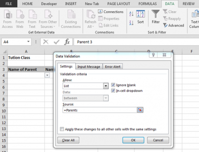 Excel Dependent Drop Down list