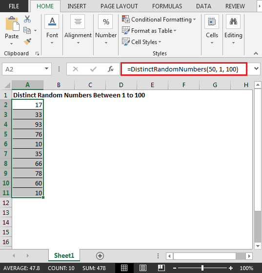 Random Numbers Generator without Repeat Numbers using VBA ...