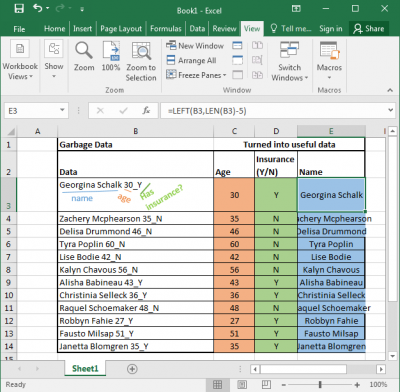 How to use the LEFT function in Excel