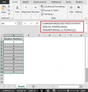 Random Number Generation in Microsoft Excel