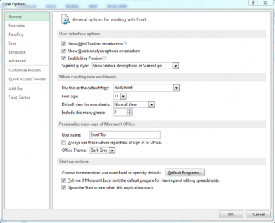 File Tab in Microsoft Excel