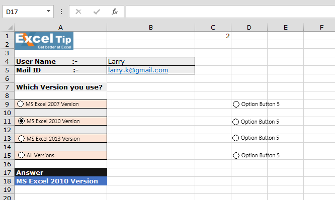 How To Create Radio Ons In Ms Excel