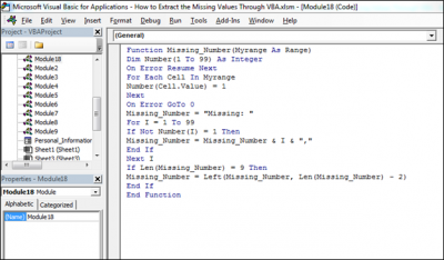 How to Extract the Missing Values through VBA