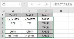 How to use EXACT function in Microsoft Excel