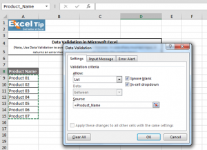 How to create Drop Down list with Data Validation in Excel