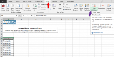 How to create Drop Down list with Data Validation in Excel