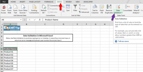 How to create Drop Down list with Data Validation in Excel