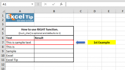 How to use RIGHT function in Excel