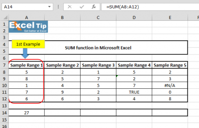 How to use SUM function in Microsoft Excel