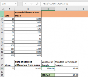 How to use the STDEV function in Excel